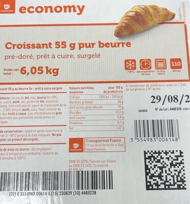 Croissant 55 g pur beurre