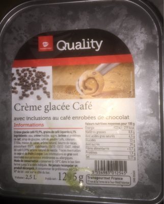 Crème Glacée Café avec Inclusions au Café Enrobées de Chocolat