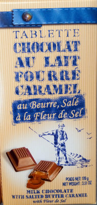 Tablette Chocolat au Lait Fourré Caramel au Beurre Salé à la Fleur de Sel