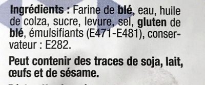 6 Pains Hot-Dog ingredients label