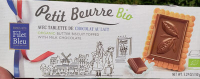 Filet Bleu - Organic Petit Beurre Biscuits with Milk Chocolate, 150g (5.3oz) Box