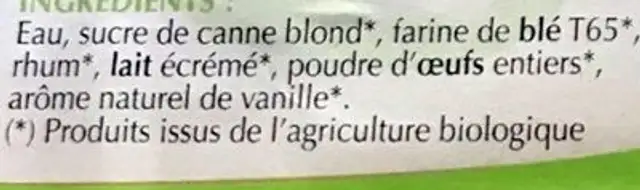 12 canelés bio ingredients label