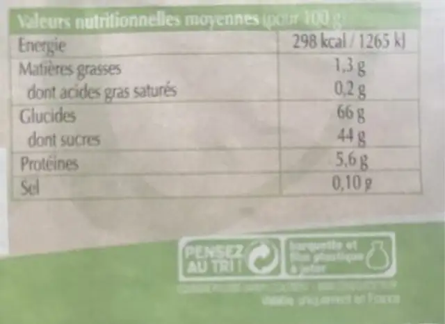 12 canelés bio nutrition facts table
