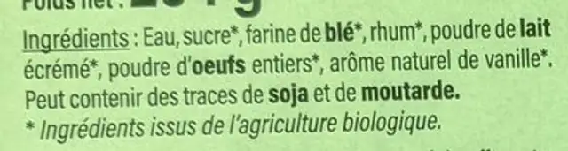 12 Canelés de Bordeaux bouchée bio ingredients label