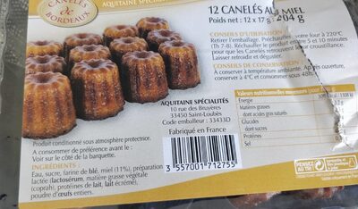 12 Canelés au miel