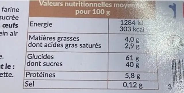 8 Canelés au Rhum et à la Noix de Coco nutrition facts table