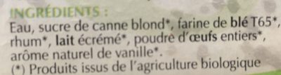 Canelés de Bordeaux ingredients label