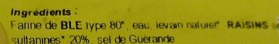Pain aux raisins ingredients label
