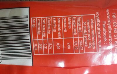Sosso mais nutrition facts table