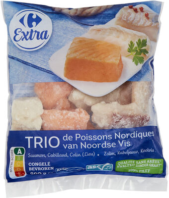 Trio de poissons nordiques Saumon, Cabillaud, Colin (Lieu)