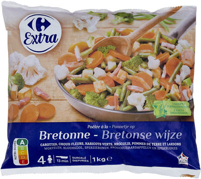 Poêlée A la Bretonne Carottes, choux-fleurs, haricots verts, brocolis, pommes de terre et lardons