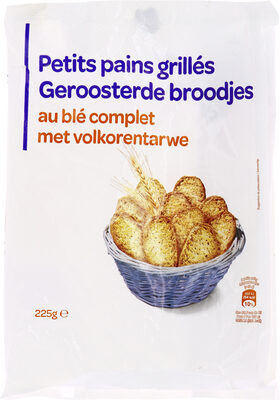 Petits pains grillés au blé complet front packaging