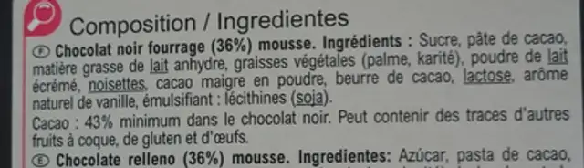 COEUR de Mousse ingredients label