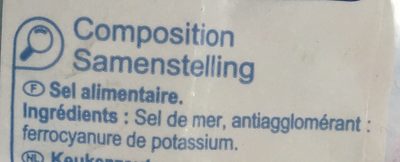 Sel de mer fin ingredients label