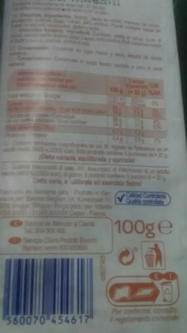 Chocolate puro para fundir ingredients label