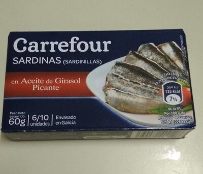 Sardinas (sardinillas) en aceite de girasol picante front packaging