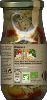 Brotes de judía mungo en conserva ecológicas "Carrefour Bio" A los tres pimientos