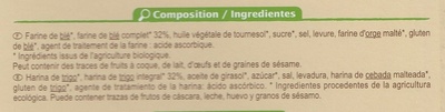 Pan tostado integral ingredients label