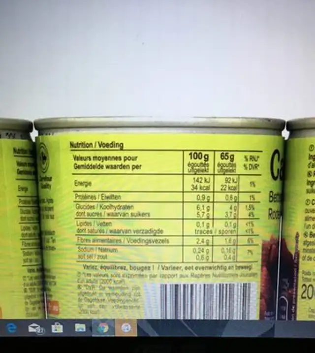 Betteraves En dés ingredients label