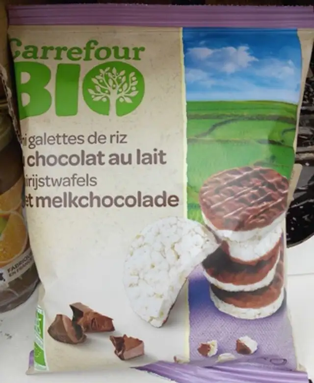 Mini galettes de riz au chocolat au lait front packaging