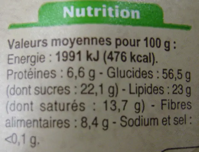Carrefour Bio Corn Wafers With Dark Chocolate nutrition facts table