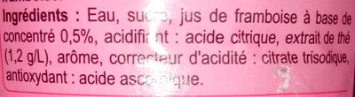 Iced Tea saveur framboise ingredients label