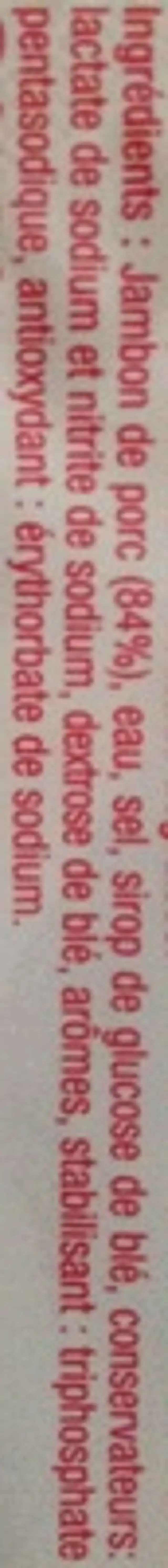 Jambon cuit choix ingredients label