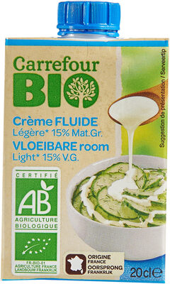 Spécialité de crème légère liquide à 15% de Mat.Gr