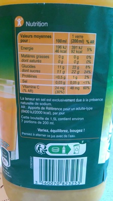 100% pur jus orange avec pulpe