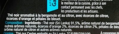 Thé Noir Russian Earl Grey ingredients label