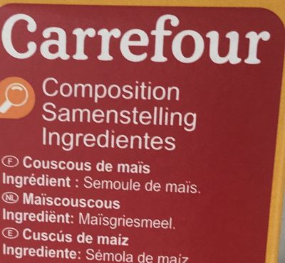 Couscous de maïs ingredients label