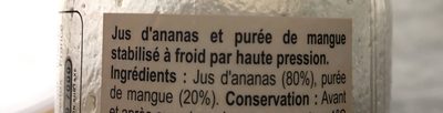 Jus d’ananas et Mangue ingredients label