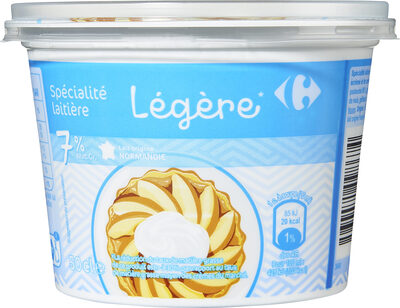 Spécialité laitière Légère* *La réduction du taux de matière grasse de ce produit est > à 30% par rapport au taux de matière grasse moyen des crèmes du marché.