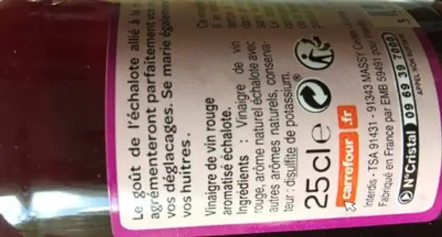 Vinaigre de vin saveur ingredients label