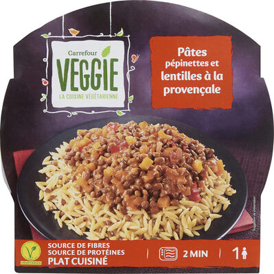 Pâtes Pépinettes, Lentilles à la provençale front packaging