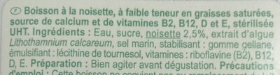 Noisette ingredients label