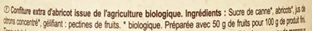 Confiture extra abricots ingredients label