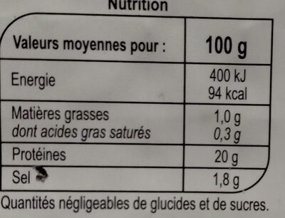 GAMBAS Crevettes tropicales nutrition facts table