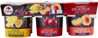 Yaourt délicieux aux fruits cerise / pêche / ananas-passion front packaging