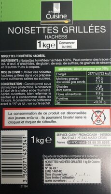 Noisettes grillées hachées