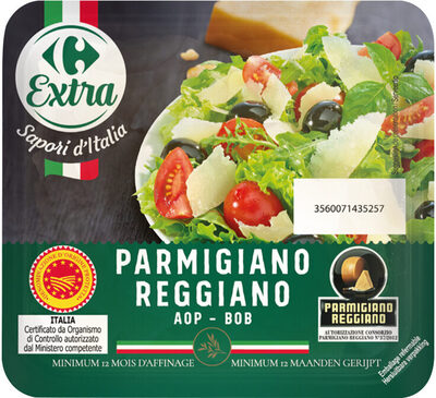 PARMIGIANO REGGIANO AOP en copeaux Plus de 12 mois d'affinage front packaging