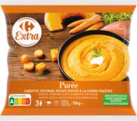 Purée carotte, potiron, patate douce à la crème fraîche