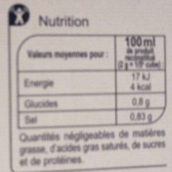 Bouillons de légumes nutrition facts table