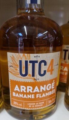 UTC 4 Arrangé Banane Flambée Liqueur au Rhum de la Réunion front packaging