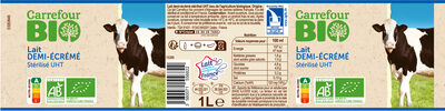 Lait Demi-écrémé Stérilisé UHT issu de l'agriculture biologique