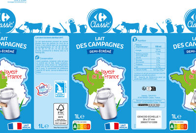 Lait des campagnes du grand ouest front packaging