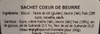 Coeur de beurre ingredients label