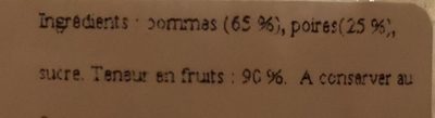 Compote pommes poires ingredients label