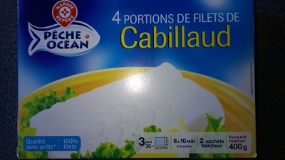 4 portions de filet de Cabillaud front packaging