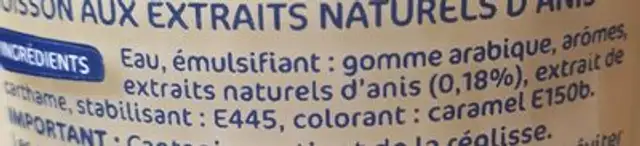 Anise Sans Alcool - 100 cl ingredients label